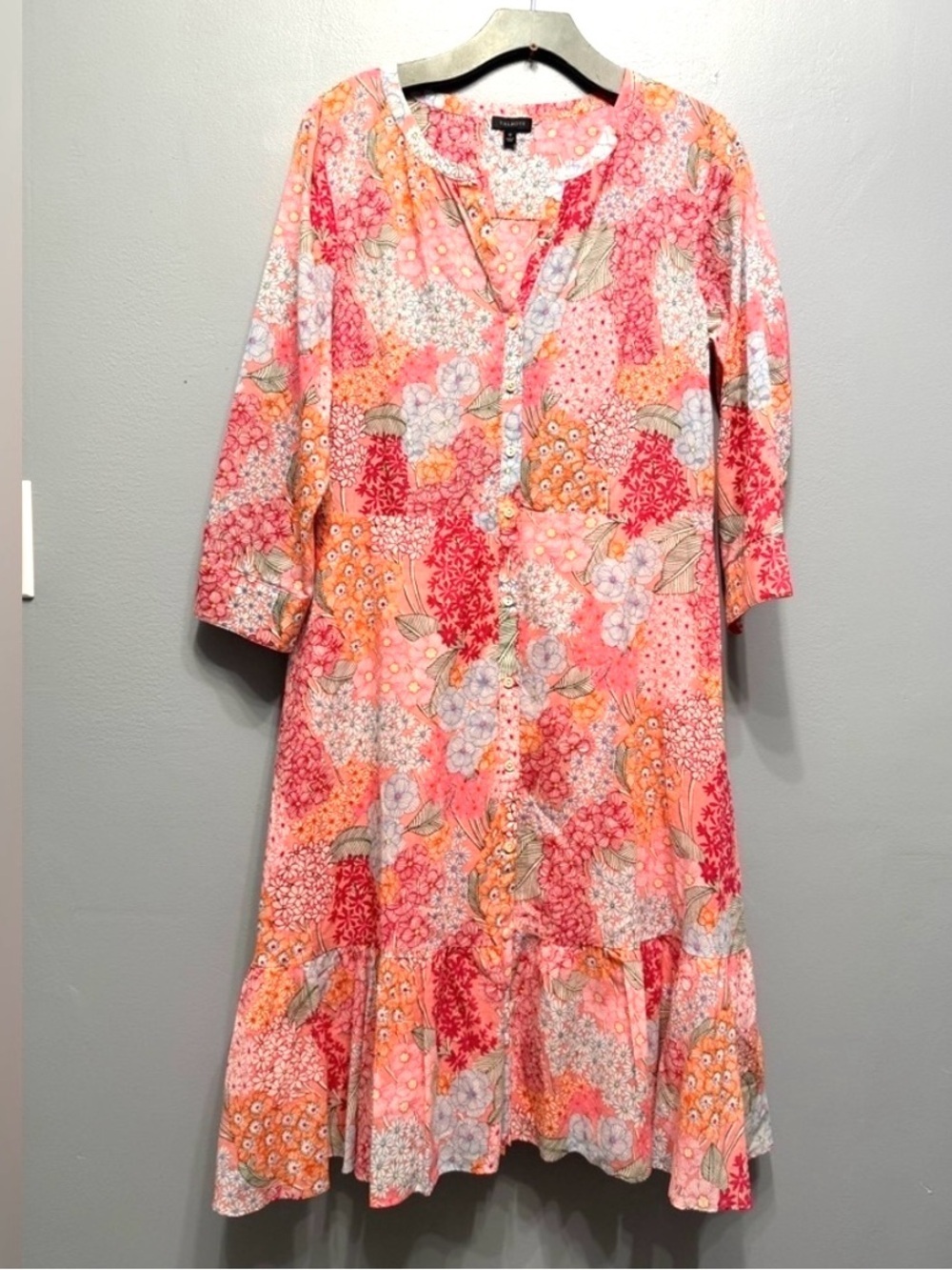 100% Cotton Vibrant Floral 3/4 Sleeve shirt Dress